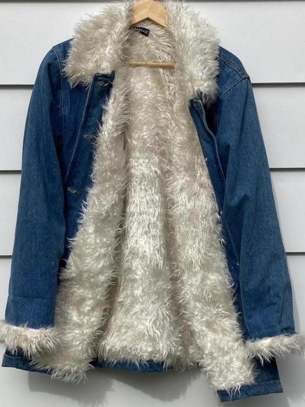 Vintage Braefair Shaggy Faux Fur Lined Denim Coat